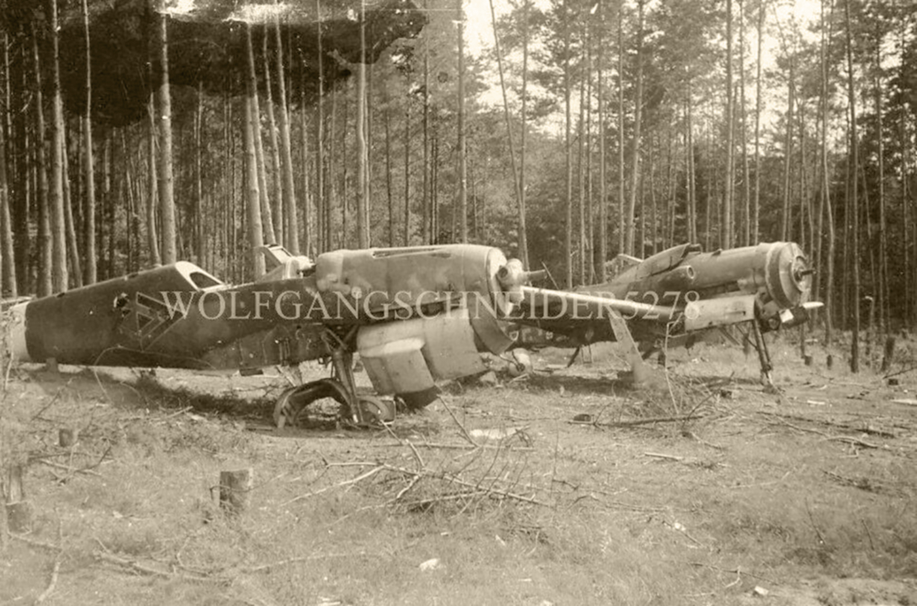 Messerschmitt Bf 109G14 Stab I.JG4 airframe abandoned at Babenhausen late April 1945 ebay1